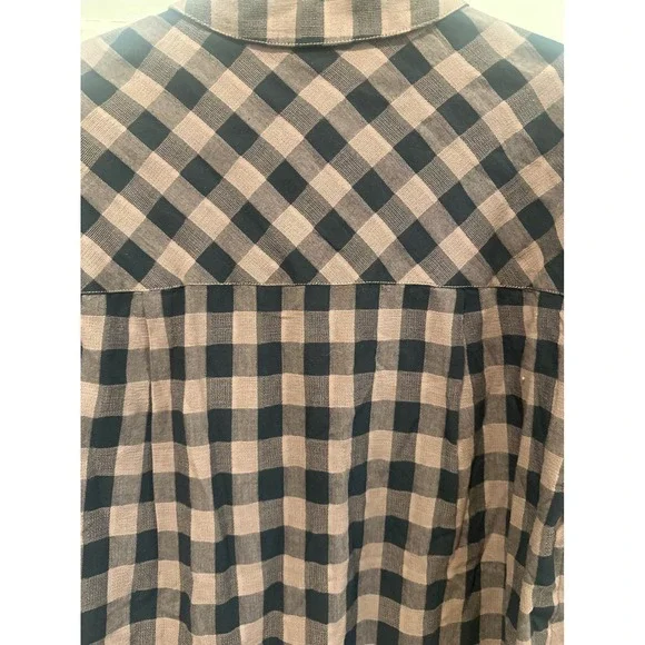 Sanctuary Womens Brown Black Plaid Button Down Shirt western tunic Size S boho - Picture 6 of 8